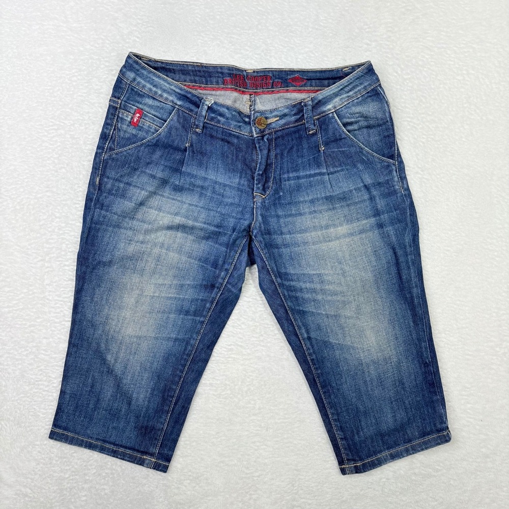 Lee Cooper British Design Co Indigo Denim Capri Jeans Size 28 Bermuda 15" Inseam